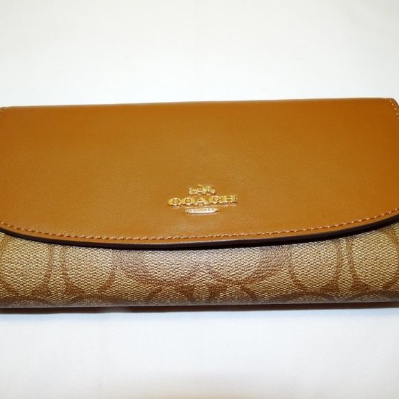 Coach Handbags - NWT Coach Signature Coated Canvas Checkbook Wallet